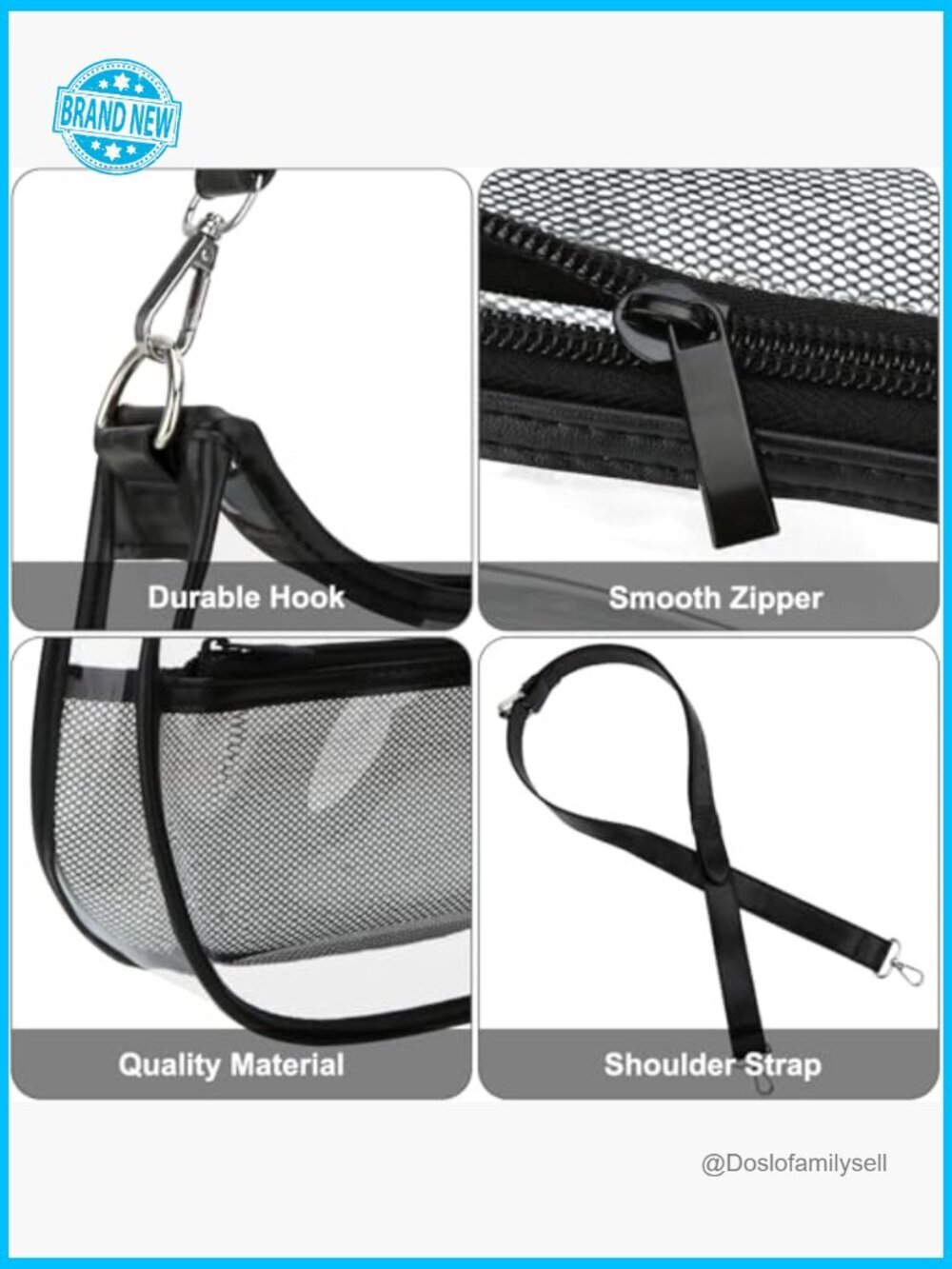 Clear Crossbody Bag for Stadium Events Transparent PVC Underarm Bag with - Picture 7 of 7